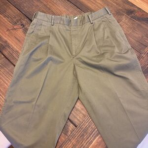 Vintage Lands End Green Dress Pant, Pleated‎ Front, Mens, 35x29